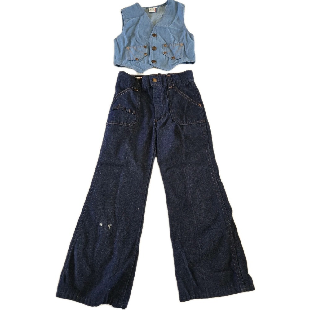 Vintage Boys Billy The Kid Jeans And‎ Denim Vest Set Size 6-7